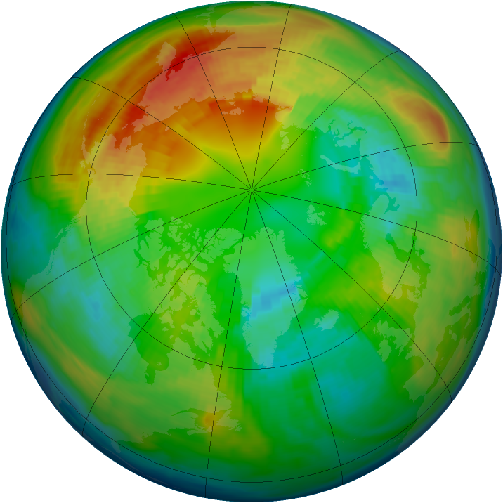 Arctic ozone map for 27 February 1993